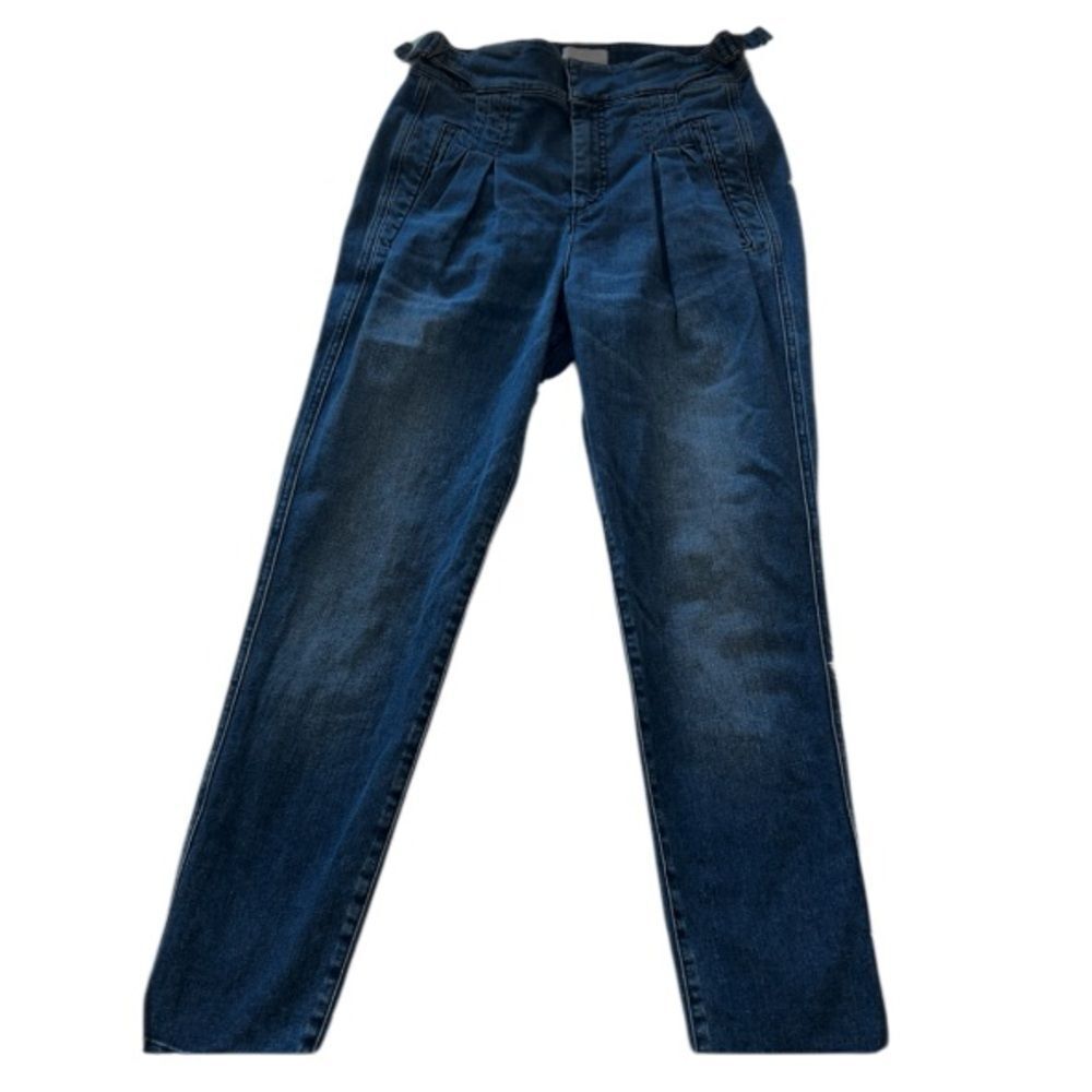 Colovos Box Pleat jeans in a medium fade wash with adjustable side tabs size 4